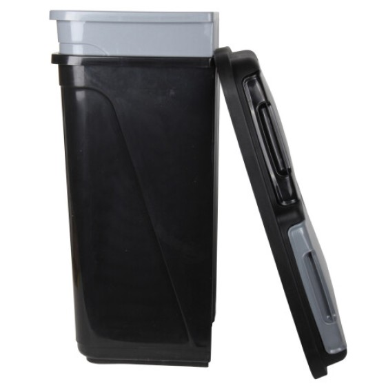 (Hitam dan Perak) Tempat Sampah Dapur Lapisan Ganda 90L, Keranjang Dobi